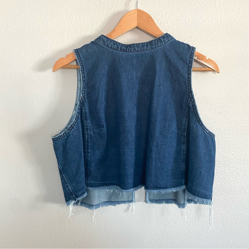 ANTHROPOLOGIE Denim crop dark wash blue jean top